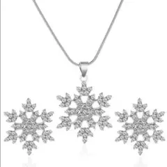 X349 ネックレス ピアス セット レディース 韓国 シルバー 雪 小ぶり