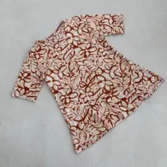 Coral 花柄 チュニック 半袖 ブラウン コットン サイズM オシャレ