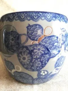 ひょうたん柄 陶器火鉢 めだか鉢 植木鉢 火鉢