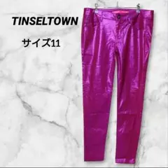 【美品】TINSELTOWN サイズ11 光沢ピンクスキニーパンツ