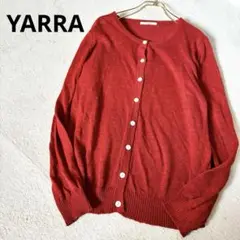 YARRA 赤 ボタン付きカーディガン 長袖　リネン　コットン