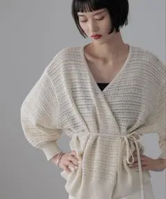 【新品】スカシカシュクールカーディガン　アイボリー