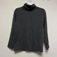 ダークグレー タートルネック 長袖トップス　裏起毛　L コットン