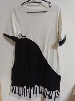 グラニフ　ワンピース　猫　ピアノ