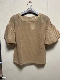 chocol raffine ストライプ パフスリーブブラウス