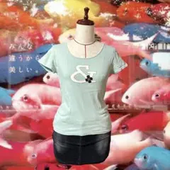 ミントグリーン 半袖Tシャツ & ロゴ刺繍
