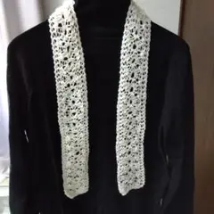 ハンドメイド ナローマフラー 細マフラー 細スカーフ ラリエット リボン