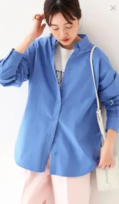 SLOBE IENA プチボタンダウンシャツ　サックスブルー　フリーサイズ