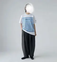 OLDMAN'S TAILOR ボーダープリントクルーSSTEE [m1238]
