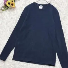 ZARA　ザラ【EUR　S】リブ長袖カットソー　シンプル　スタンダード　ネイビー