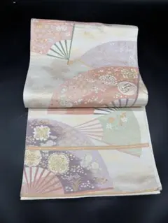 高級 正絹 袋帯 礼装 フォーマル 洒落帯　金箔　花柄　小鳥　223