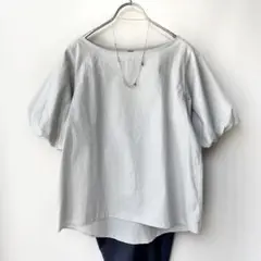 美品✨フランチェスカアマンラベル　綿100 バルーンスリーブブラウス　薄グレー