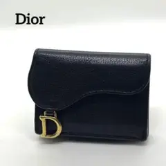 Dior ディオール コンパクトウォレット 三つ折り財布 レザー ブラック