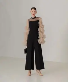 leja ボリュームチュールスリーブオールインワンパンツドレス