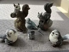ガーデンオーナメント、置物、小鳥、リス、動物置物セット 5点