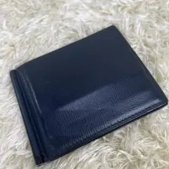 ヴァレクストラ マネークリップ カードケース ネイビー レザー 本革