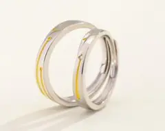 新品☆安心のメルカリ便☆2個セット☆シルバー指輪☆ゴールドライン☆ペアリング☆y