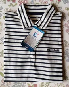 新品 モンベル mont-bell 半袖 ポロシャツ L ボーダー レディース