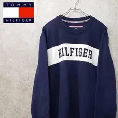 90s トミー ヒルフィガー スウェット ビッグロゴ トレーナー ネイビー 古着