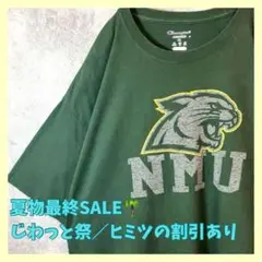 【じわっと値下げ中】チャンピオン NMU カレッジロゴTシャツ 緑 XL