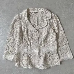 ハロッズ Harrods コットン レース ジャケット 七分袖 総レース 春夏