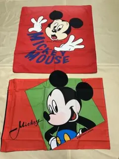 ディズニー　ミッキー　ミニー　枕カバーとクッションカバーのセット　ヴィンテージ
