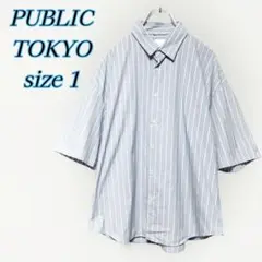 PUBLIC TOKYO　SHELTECH COOL ストライプシャツ ブルー1