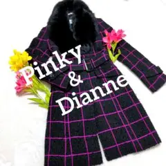br36. Pinky&Dianne ツイード ロングコート 黒 サイズ38