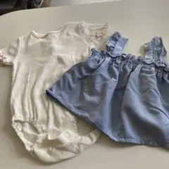 ベビー服セット 白と水色