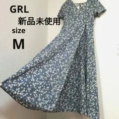 新品未使用品 水色フラワープリント カシュクール 半袖 ロングワンピース