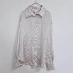 H＆M ベージュ シルク風 長袖 シャツ S 前開き