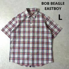 EASTBOY　半袖シャツ　刺繍ロゴ　Vintage　タータンチェック　Lサイズ