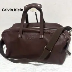 【希少】Calvin Klein 型押しロゴ レザー ボストンバッグ 2way