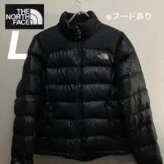 【極美品】ノースフェイス ヌプシ ブラック フードダウンジャケット 2way L