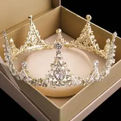 ティアラ ゴールド クリスタル プリンセス ウェディング 結婚式 ヘッドドレス