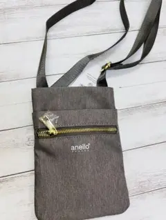 新品　anello グレー ポシェット 撥水性　スマホショルダー