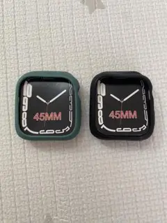 apple watch ケース シリコン 45mm 8/7 黒 緑 2つセット