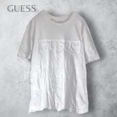 希少　【GUESS ゲス】　立体ロゴ　半袖カットソー　Tシャツ　洗える　ホワイト