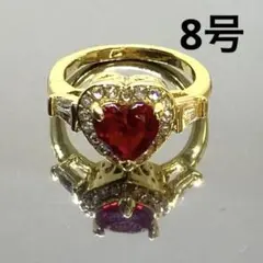 ゴールド リング サファイア ジルコニア ハート おしゃれ かわいい 8号