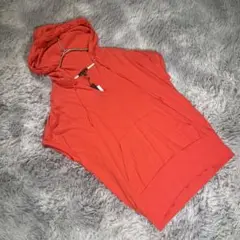 新品✨セオリー theory パーカー ノースリーブ 赤系 Vネック M相当