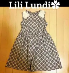 チェックワンピース　LiliLundi チェック柄　ノースリーブワンピース　匿名