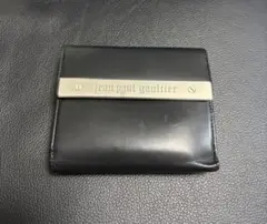 Jean Paul GAULTIER  2つ折り財布　希少　個性的 6a02_希少レア ジャンポールゴルチエ 二つ折り 財布 革 黒