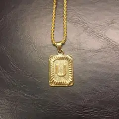 【U】イニシャル ネックレス 刻印 ゴールド プレゼント ステンレス ペア