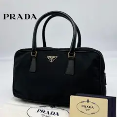 希少✨美品 プラダ ハンドバッグ 三角プレート ナイロン ゴールド
