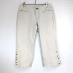 【22　オクトーブル】クロップドパンツ　七分丈　カフスパンツ　L　アイボリー
