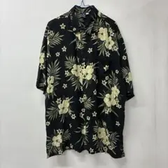 HIBISCUS COLLECTION 半袖アロハシャツ XL 黒　ウ76