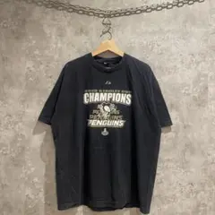 【送料無料】USA古着 NHL PENGUINS フロントプリント Tシャツ