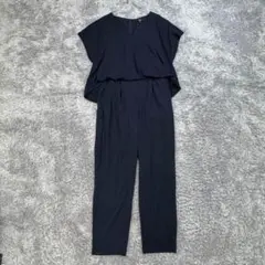 ☆ユニクロ【M】紺 オールインワン フレンチスリーブ Vネック おしゃれ