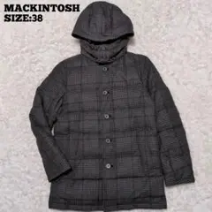 MACKINTOSH◆AUCHAVAN 千鳥格子 ダウンコート 黒×灰38