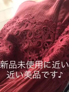 ☆女性らしい素敵なボルドーカラーレース仕上げトップス 美品です！！